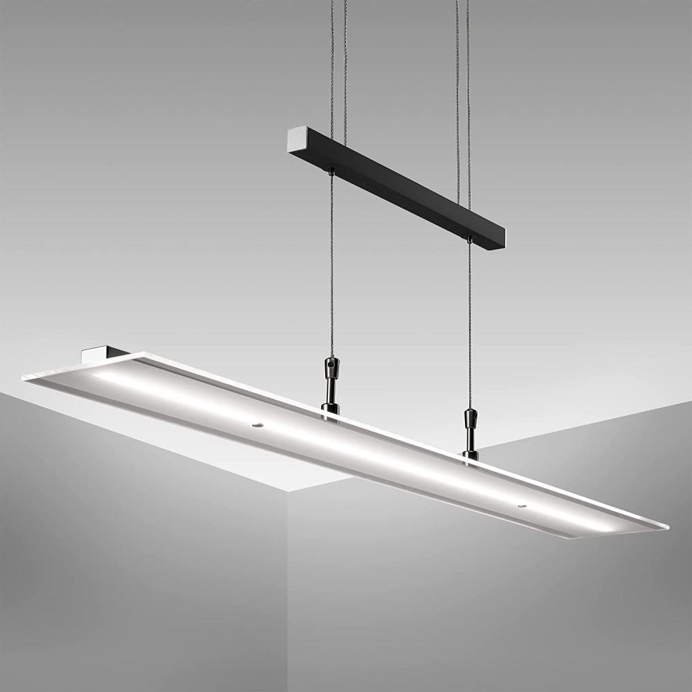 B.K.Licht LED Pendelleuchte dimmbar Hängeleuchte 85cm höhenverstellbar 95-175cm silber - BKL1001, LED fest integriert, Warmweiß, Deckenleuchte 20W 1600lm Esszimmerlampe Küchenlampe Lampenschirm Glas Bild 1