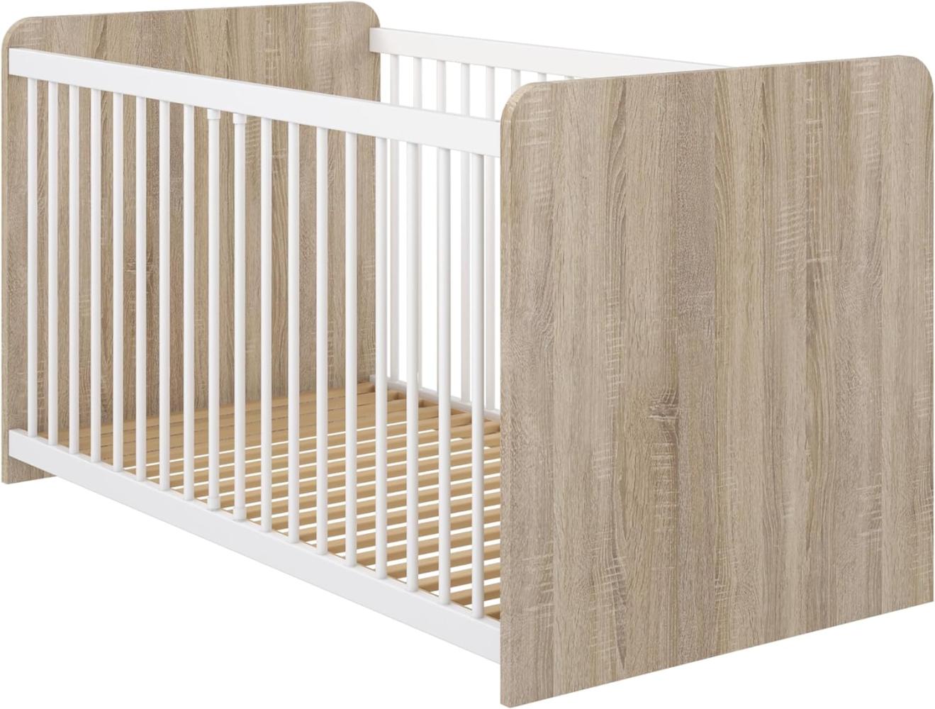 FORTE Winnie Babybett, Holzwerkstoff, Beige/Weiß, 75,8 x 80,5 x 144,4 cm Bild 1