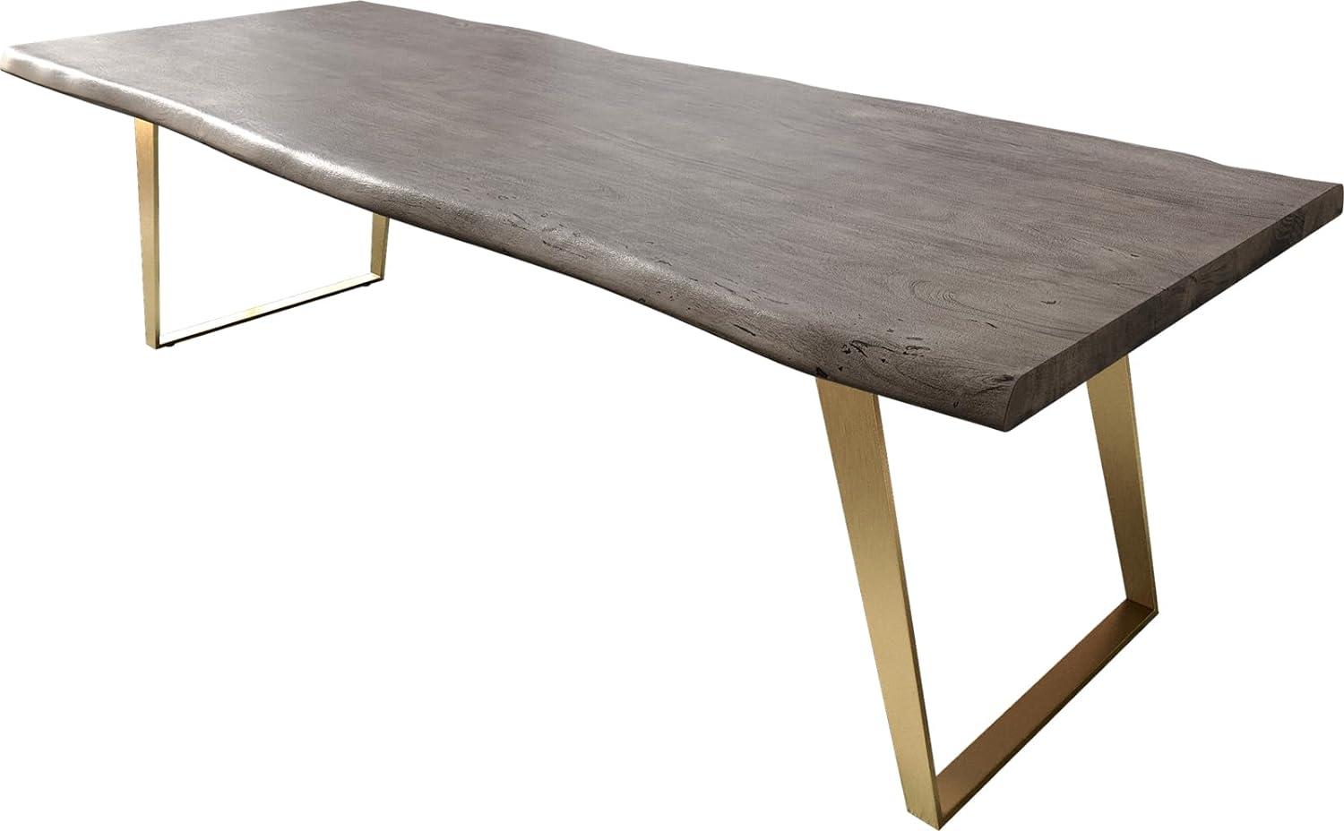 Esstisch Edge 260x100 XL Akazie Platin Edelstahl Gold Schräg Live-Edge Bild 1