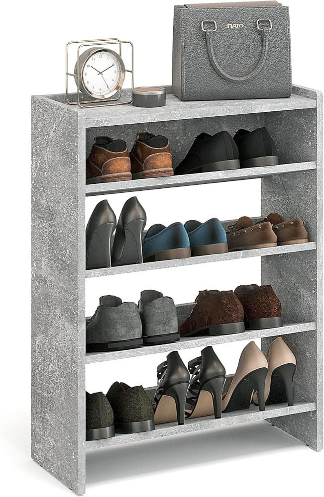 KOMTO Schuhregal Elexis 4 Schmal - Schuhablage Flur mit 4 Ebenen Offener Schuhschrank, Schuhschrank Schuh Organizer Platzsparend, 60 x 25 x 80 cm Bild 1