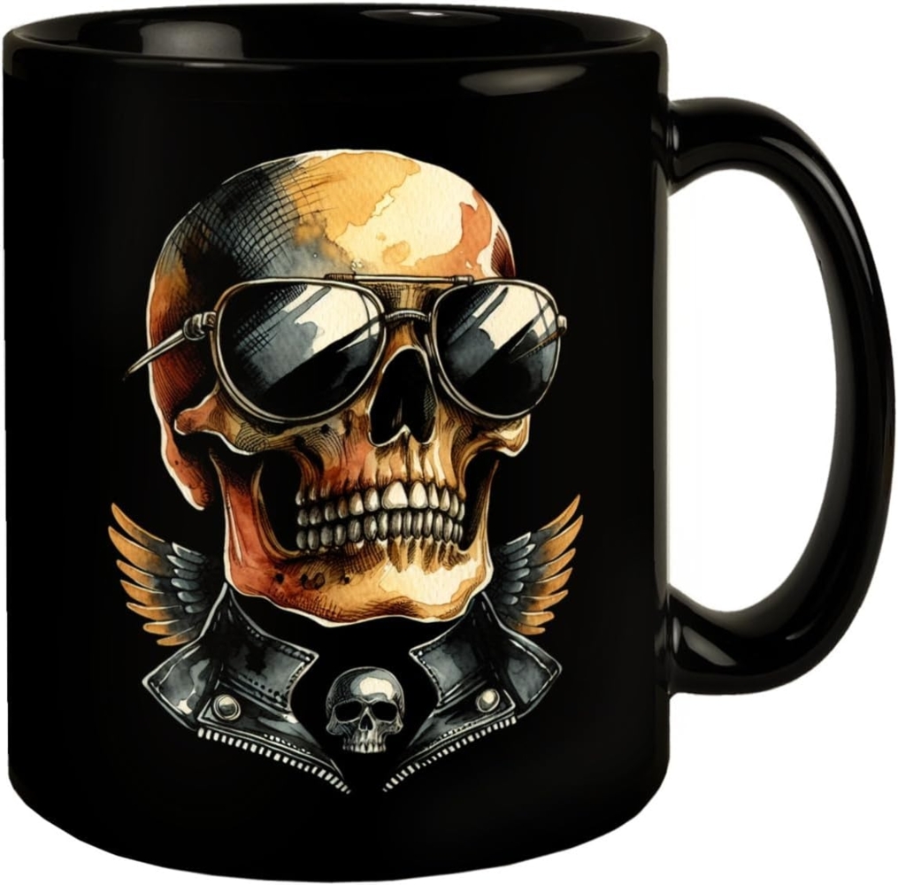 speecheese Tasse Rocker Totenkopf Tasse schwarz in Schwarz Bild 1