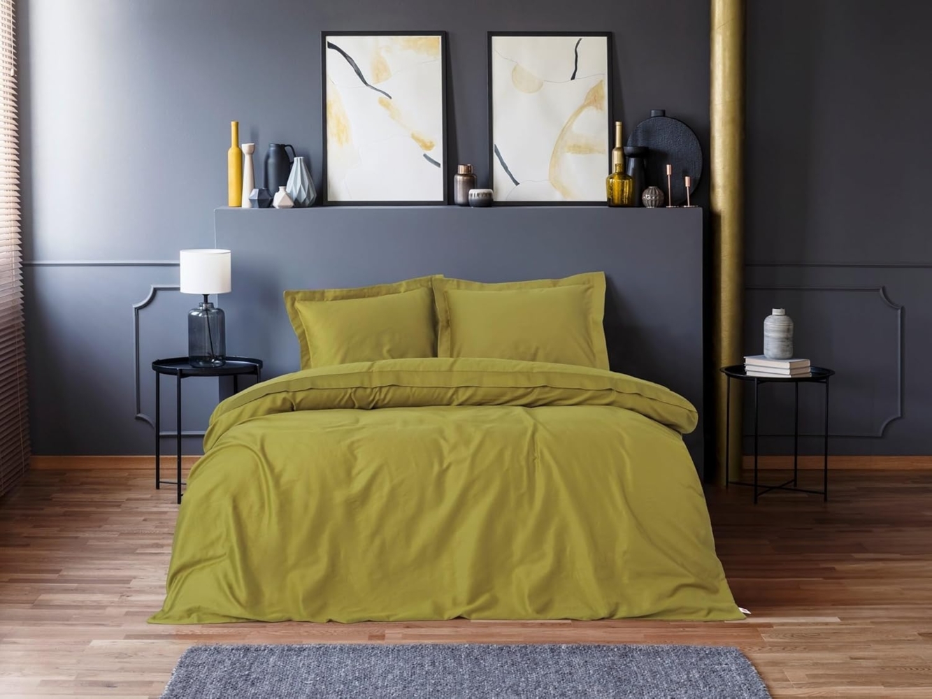 Satin-Einzelbettbezug-Set (DE), 'Elegant', Grün Bild 1