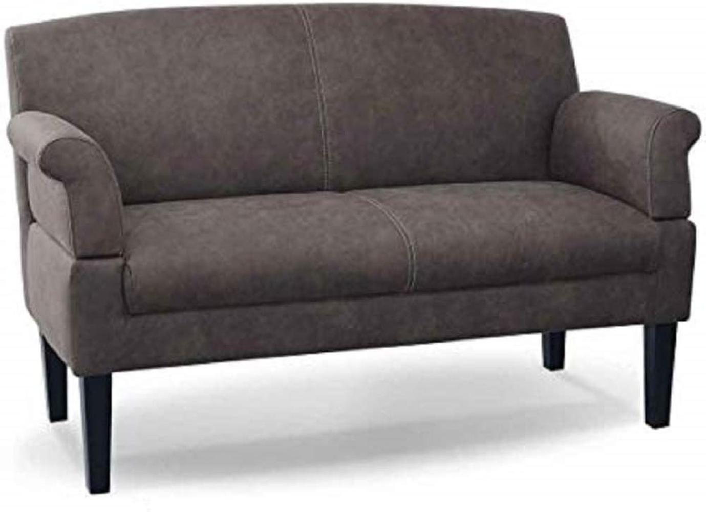 CAVADORE 2-Sitzer Küchensofa Malm, Sitzbank für Küche oder Esszimmer in Lederoptik, Inkl. Armteilverstellung, Federkern und moderner Kontrastnaht, 152 x 97 x 78, Mikrofaser: grau Bild 1