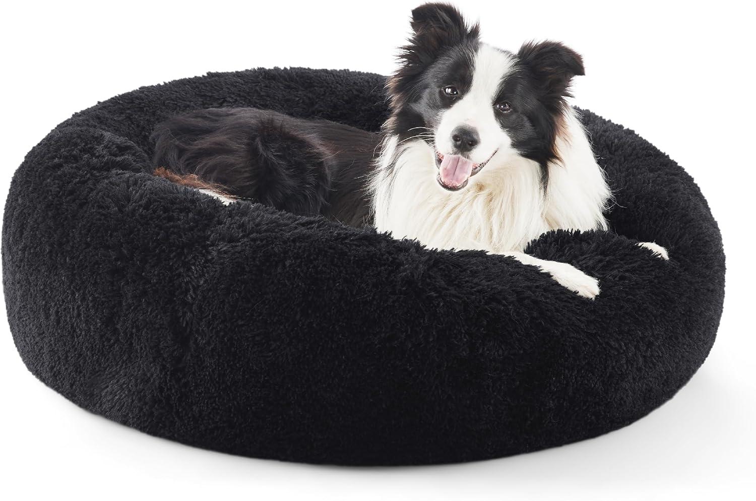 BEDSURE Katzenbett waschbar Flauschig - für Katzen und Hunde, plüsch, rund, schwarz, Ø 91 cm Bild 1