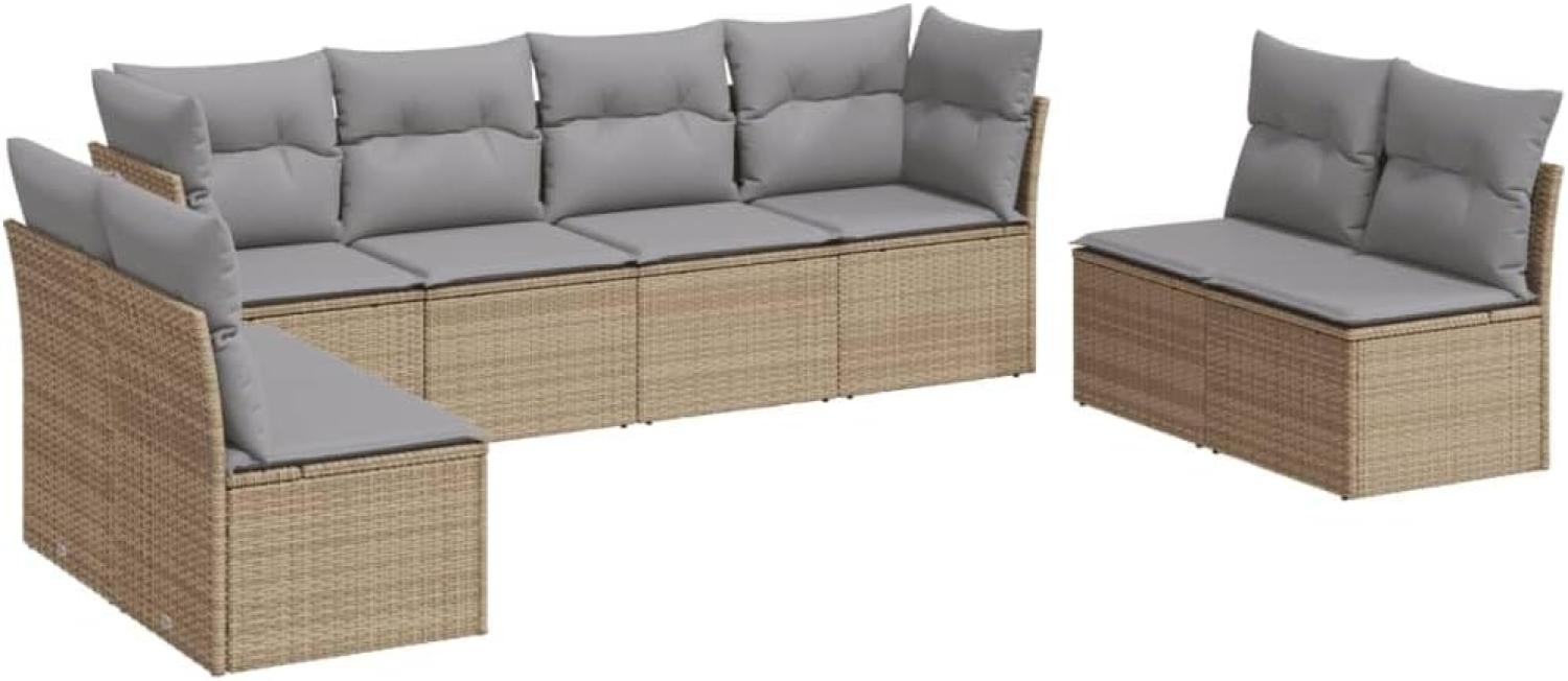 vidaXL 8-tlg. Garten-Sofagarnitur mit Kissen Beige Poly Rattan 3217449 Bild 1