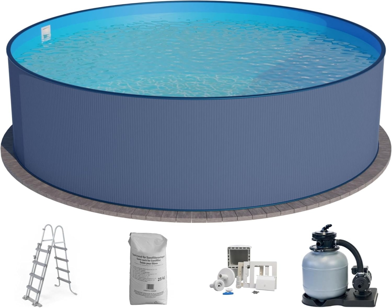 Planet Pool Rundpool Stahlwandpool Set (5-teilig) rund 350x120cm, Stahl (Komplett-Set), verzinkte Stahlwand Bild 1