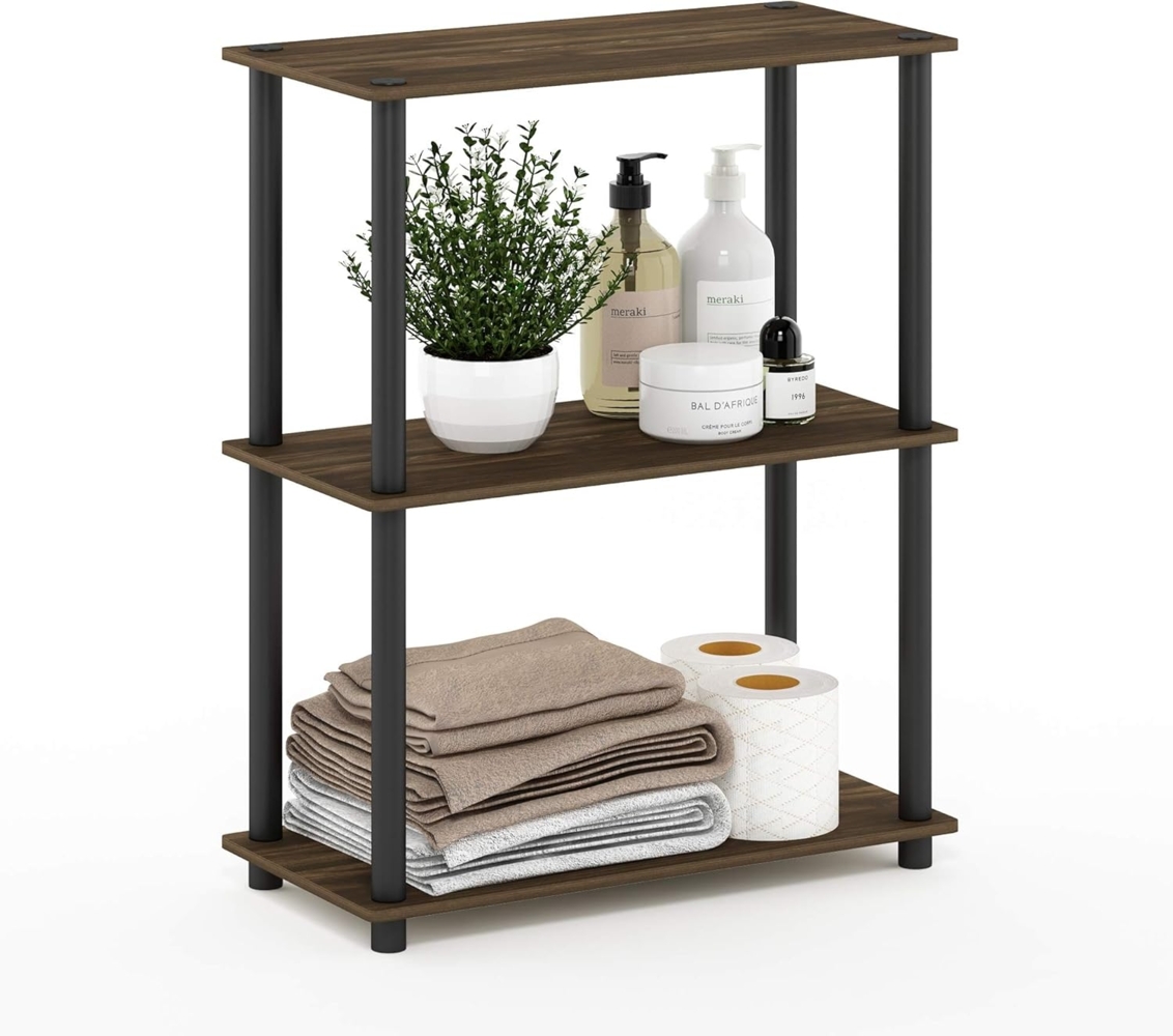 Furinno 3-Ebenen kompaktes Mehrzweck-Regal, holz, Columbia Walnut/Schwarz, 75. 18x59. 94x29. 46 cm Bild 1