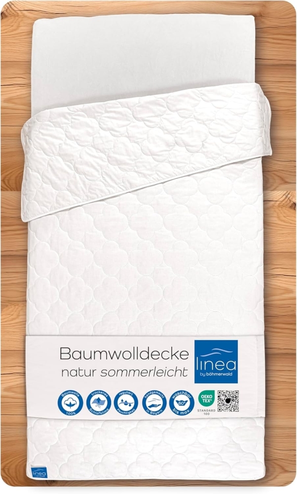 Böhmerwald Natur Baumwolldecke, allergikergeeignet, 100% Baumwolle, Füllgewicht: 700gr., Wärmeklasse: leicht, Größe: 155x220 cm, OEKO-TEX ® STANDARD 100 Bild 1