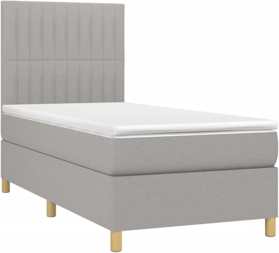 vidaXL Boxspringbett mit Matratze Hellgrau 100x200 cm Stoff 3142473 Bild 1