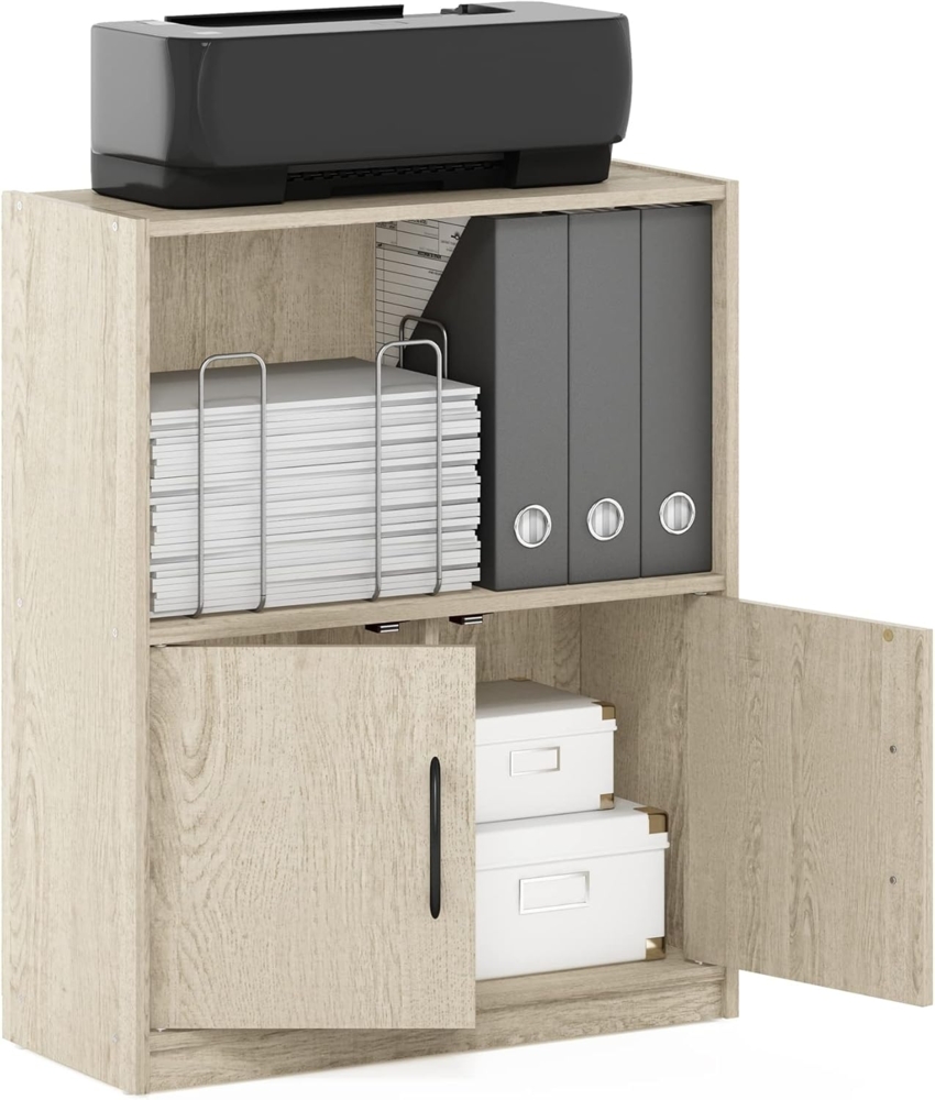 Furinno Grün Bücherregal mit 2 Ebenen, offenes Regal mit 2 Türen, Metropolitan Pine, 2-Tier Bild 1