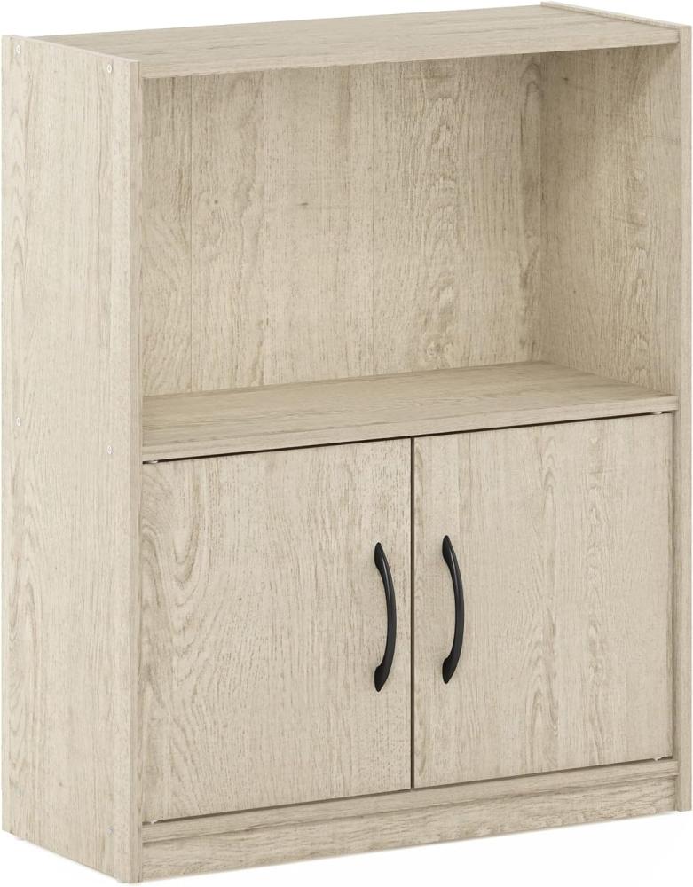 Furinno Grün Bücherregal mit 2 Ebenen, offenes Regal mit 2 Türen, Metropolitan Pine, 2-Tier Bild 1