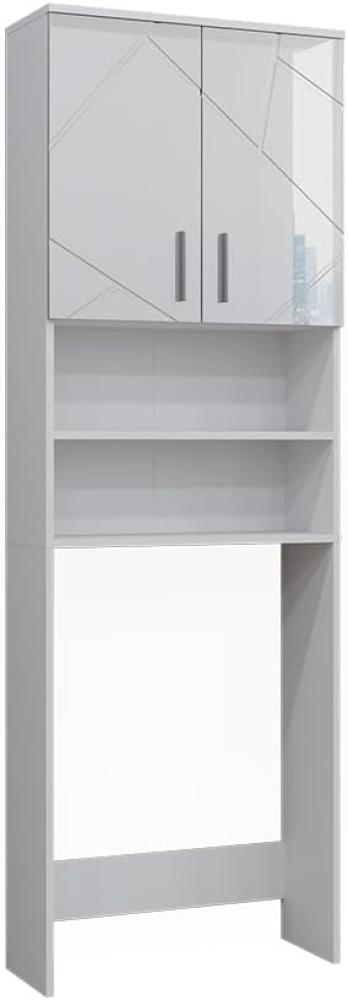 Vicco Waschmaschinenschrank Irma Weiß Hochglanz 64 x 191 cm Badezimmer Bild 1