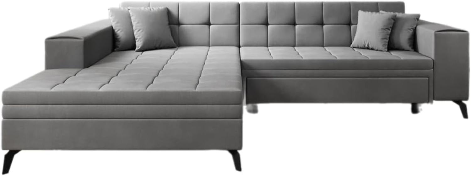 Designer Sofa Frida mit Schlaffunktion Samt Grau Links Bild 1