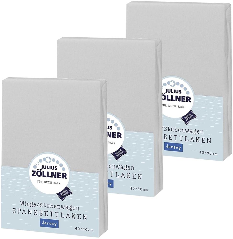 Julius Zöllner Spannbetttuch Jersey 90x40 Hellgrau 3er Pack Bild 1