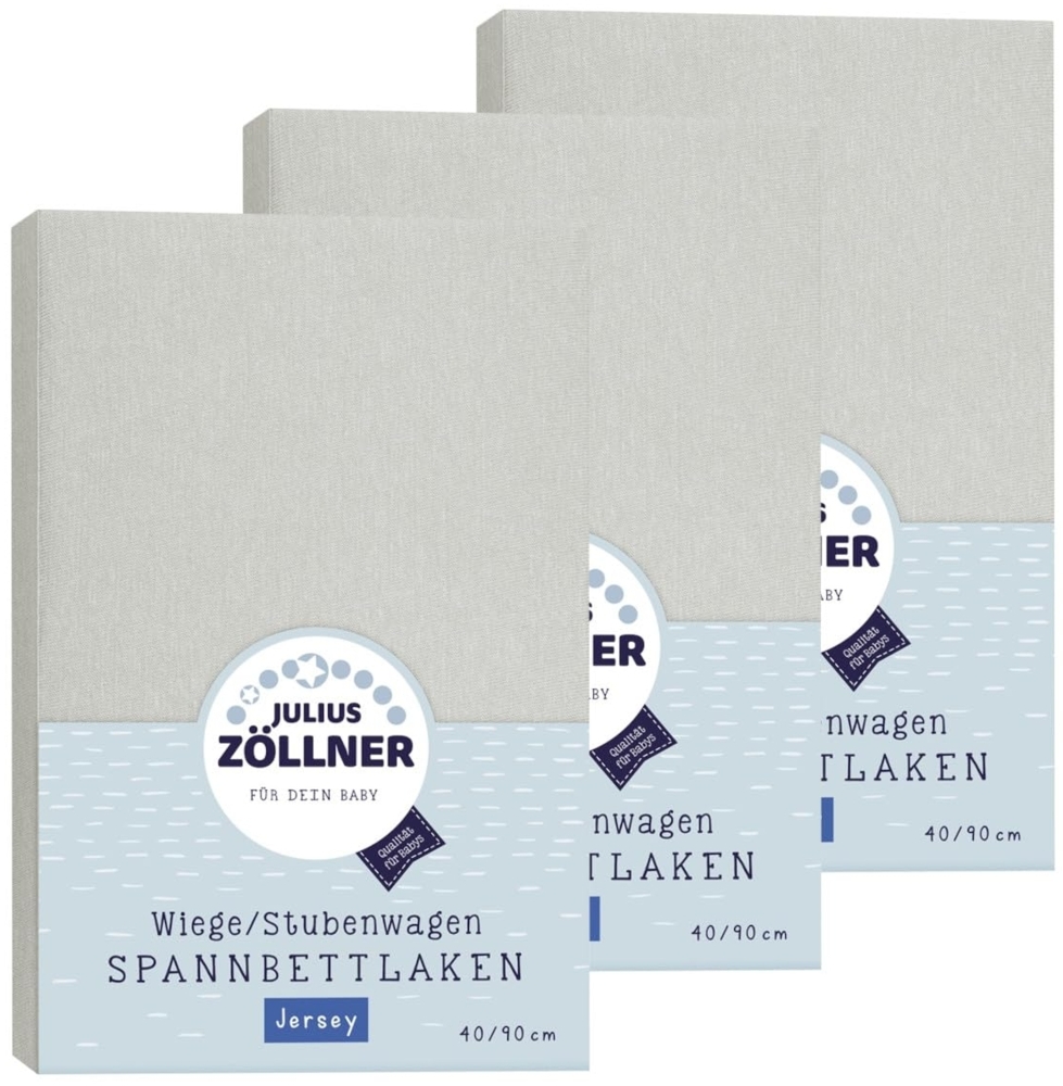 Julius Zöllner Spannbetttuch Jersey 90x40 Hellgrau 3er Pack Bild 1