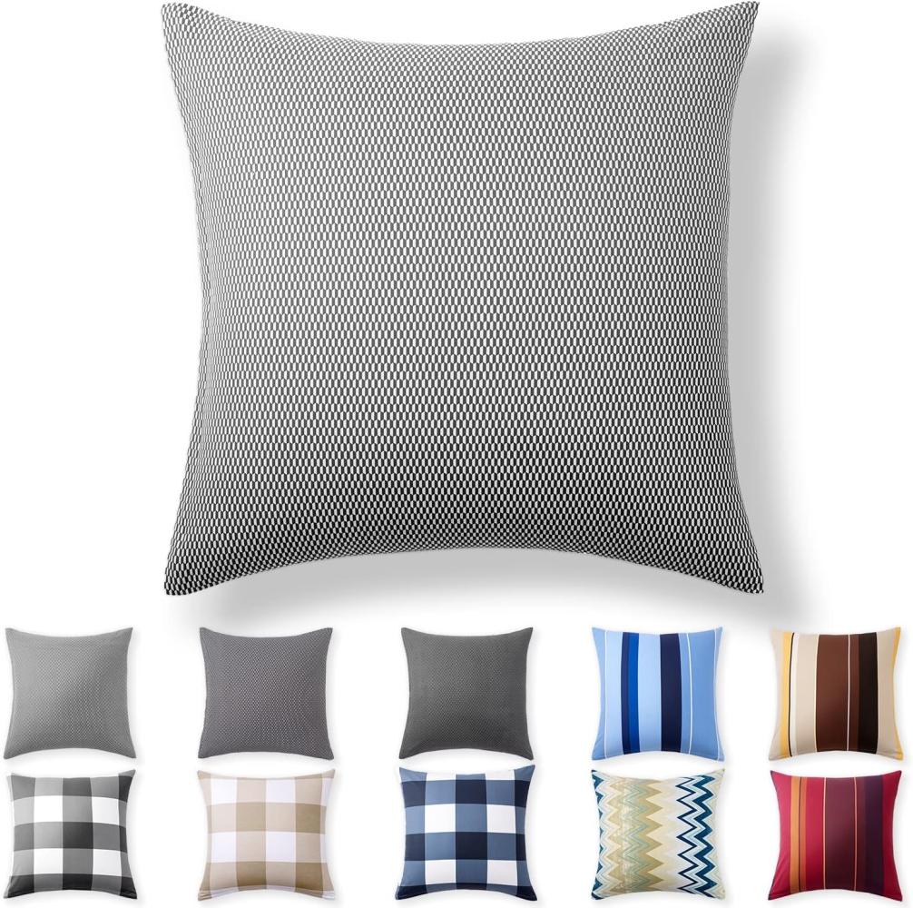 Alreya Renforcé Kissenbezug 80x80 cm - 100% Baumwolle mit YKK Reißverschluss, Superweicher Kopfkissenbezug 80x80, Kissenhülle, Graue Diamanten, nur Kissenbezug Bild 1