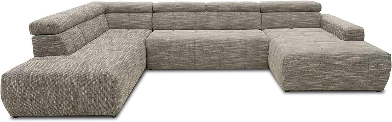 DOMO. collection Brandon Sofa, Wohnlandschaft mit Rückenfunktion in U-Form, Polsterecke Eckgarnitur Polstergarnitur, weißgrau, 228 x 359 x 175 cm Bild 1