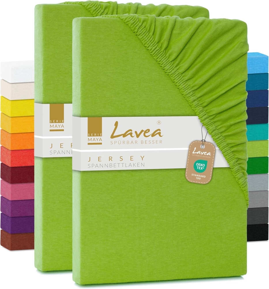 Lavea Spannbettlaken Maya, in Gr. 60x140, 90x200, 120x200, 140x200, 180x200 oder 200x220 cm, Baumwolle, Gummizug: rundum, (2 Stück), Jersey Spannbetttuch für Topper, Boxspring- und Wasserbetten Bild 1
