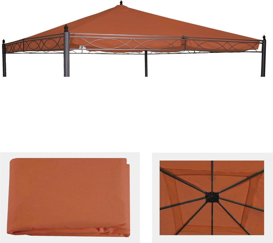 Ersatzbezug für Dach Pergola Pavillon Cadiz 4x4m ~ terracotta-braun Bild 1