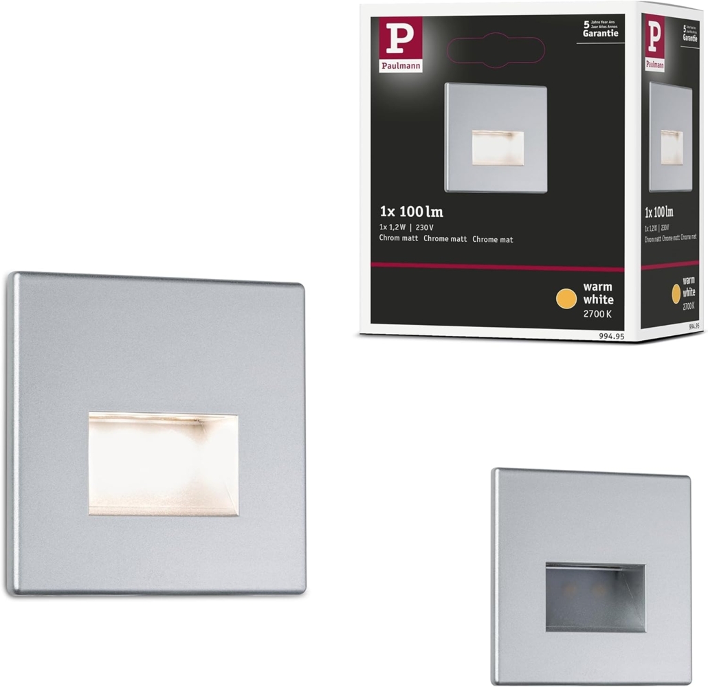 Paulmann No. 99495 Wandeinbauleuchte LED Edge 1,1W Chrom matt Bild 1