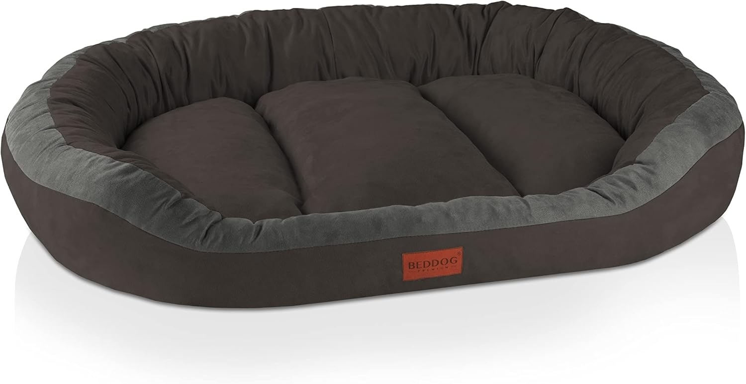 BedDog PRINS PREMIUM Hundebett, aus strapazierfähigem Alicante-Gewebe, Hundesofa mit Seiten, ovales Kissen für Ihr Haustier, Hundecouch XXL, ROCK-FLOW (grau/anthrazit) Bild 1