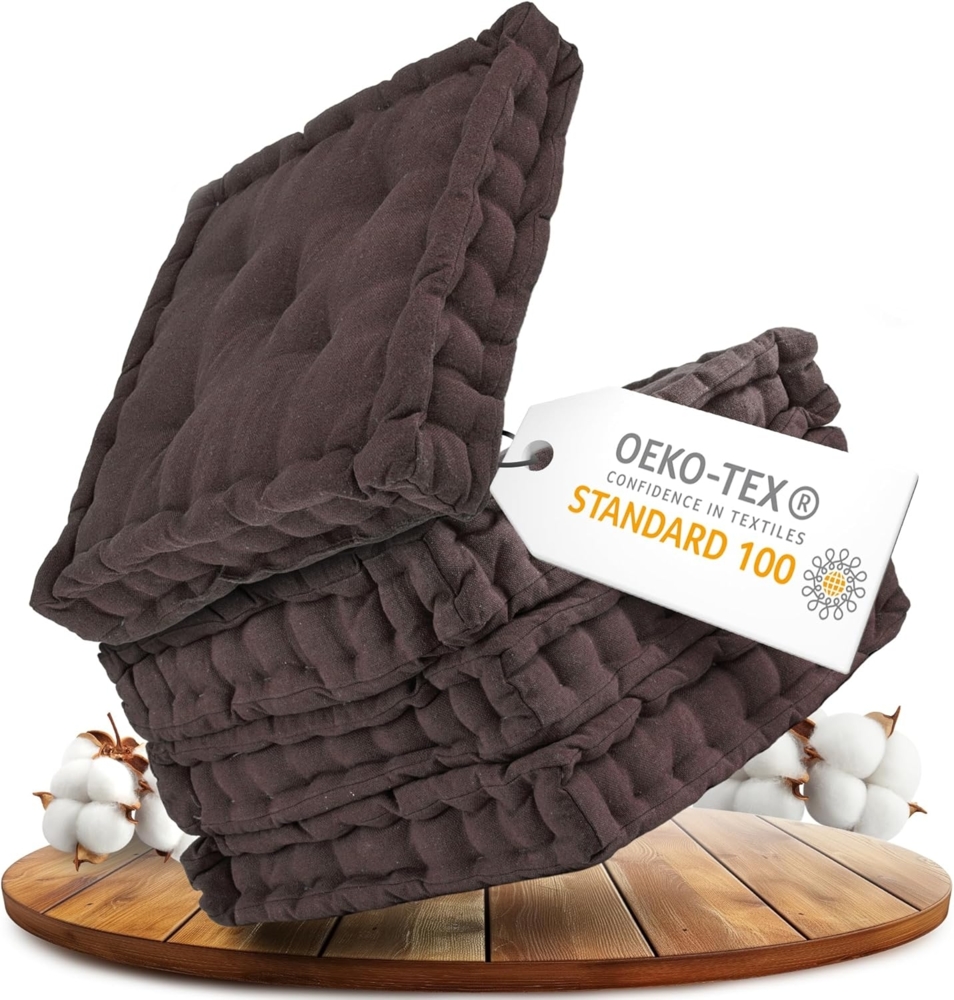 Gräfenstayn Sitzkissen 4er Set 40x40 cm mit 8 cm Polsterung aus 100 % Baumwolle -, robustes Sitzkissen für Indoor & Outdoor, bequemes Bodenkissen Bild 1