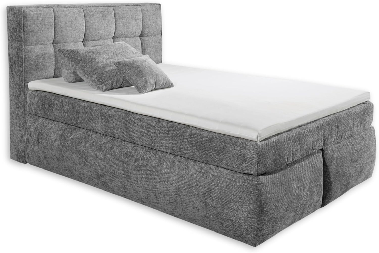 Stella Trading Michigan 6 Boxspringbett 160x200, Stahlgrau - Bequemes Doppelbett mit 7-Zonen Federkern Wendematratze & Kaltschaum Topper - 170 x 128 x 225 cm (B/H/T) Bild 1