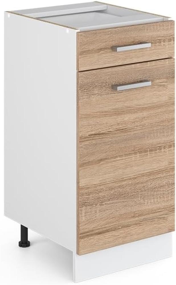 Vicco Küchenunterschrank R-Line, Sonoma/Weiß, 40 cm, AP Eiche Bild 1