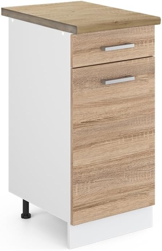 Vicco Küchenunterschrank R-Line, Sonoma/Weiß, 40 cm, AP Eiche Bild 1