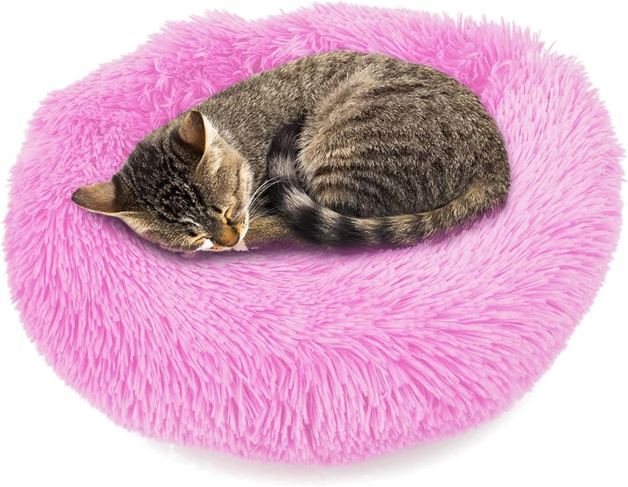 wuuhoo® Hundebett Fluffy Donut für kleine und mittelgroße Hunde - weich, rund, waschbar, für Hund oder Katze, flauschig Pink, 40cm Bild 1