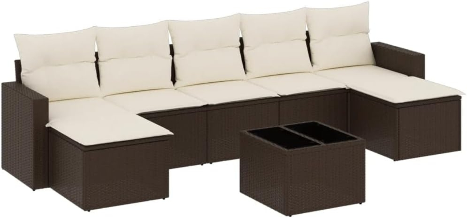 vidaXL 8-tlg. Garten-Sofagarnitur mit Kissen Braun Poly Rattan 3251690 Bild 1