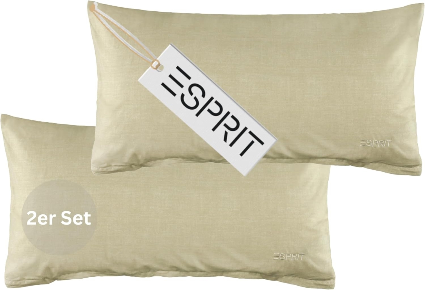 Esprit Bettwäsche HARP Renforcé Kissenbezüge und Bettwäsche, Baumwolle, 2 teilig, 40x80 cm 2er Pack in Beige Bild 1