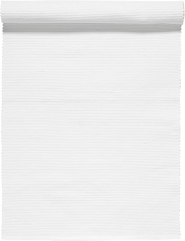 LINUM UNI Dekoratives Tischläufer für Esstisch 45x150 cm, 100% Gerippte Baumwolle, Maschinenwaschbar, Weiß Bild 1