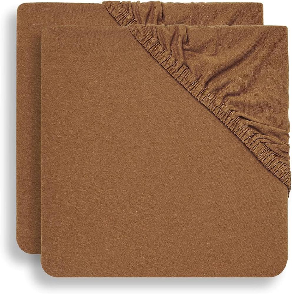 Jollein Spannbettlaken Gitterbett Jersey 60 x 120 cm - Caramel - 2 Stück Bild 1