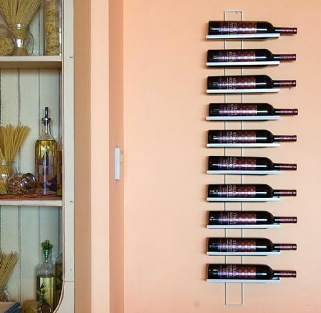 Weinregal Dies White 116cm aus Metall für 10 Flaschen Flaschenständer Wandregal Bild 1