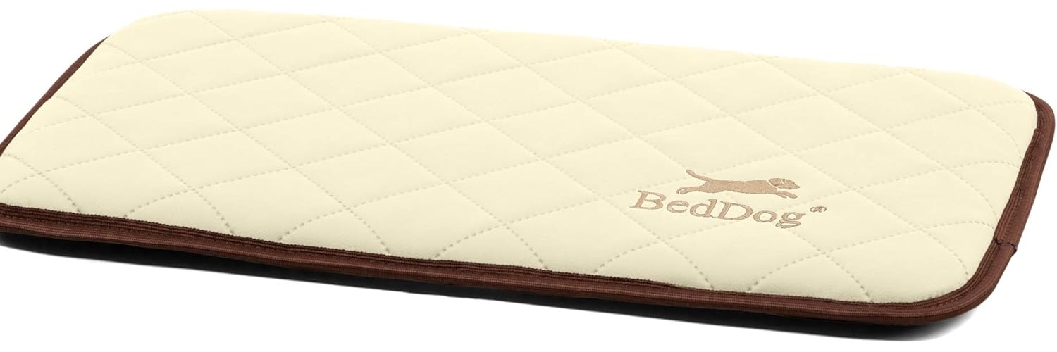 BedDog gesteppte Hundematte NELLY - Komfortables Hundekissen, langlebige Haustier-Unterlage aus Kunstleder, Hundebett, S-XXL S, SAND (creme) Bild 1