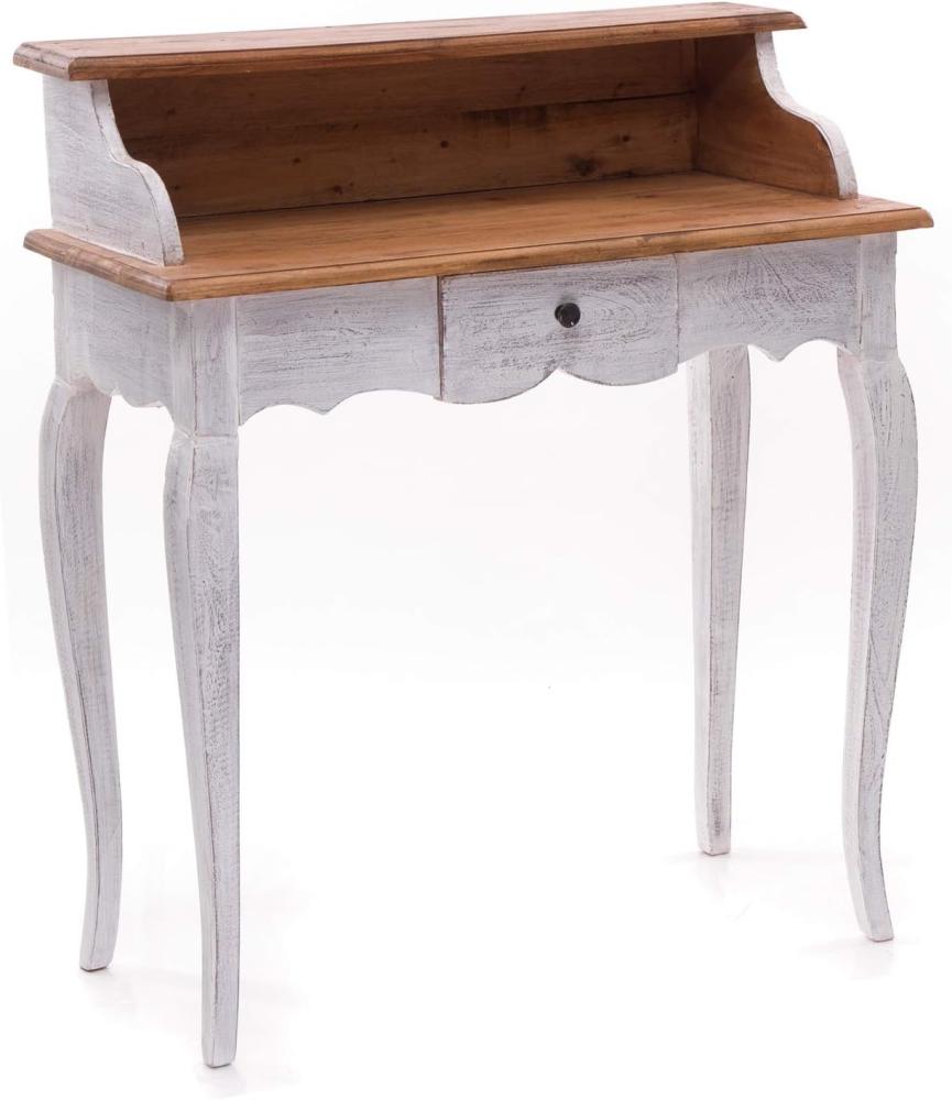 DESIGN DELIGHTS Vintage MASSIVHOLZ SEKRETÄR Napoleon | 80 x 92 x 40 cm (BxHxT), Mahagoni, Shabby Style Konsolentisch | Schreibtisch im Kolonialstil | Farbe: 05 weiß-Natur Bild 1