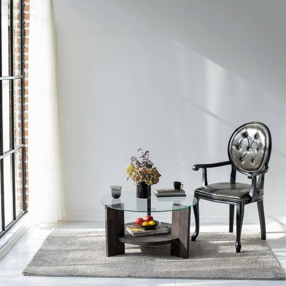 Dmora - Wohnzimmertisch Alnitak, Niedriger Wohnzimmertisch, Kaffeeregal, Couchtisch für Sofa, 75x75h40 cm, Anthrazit Bild 1