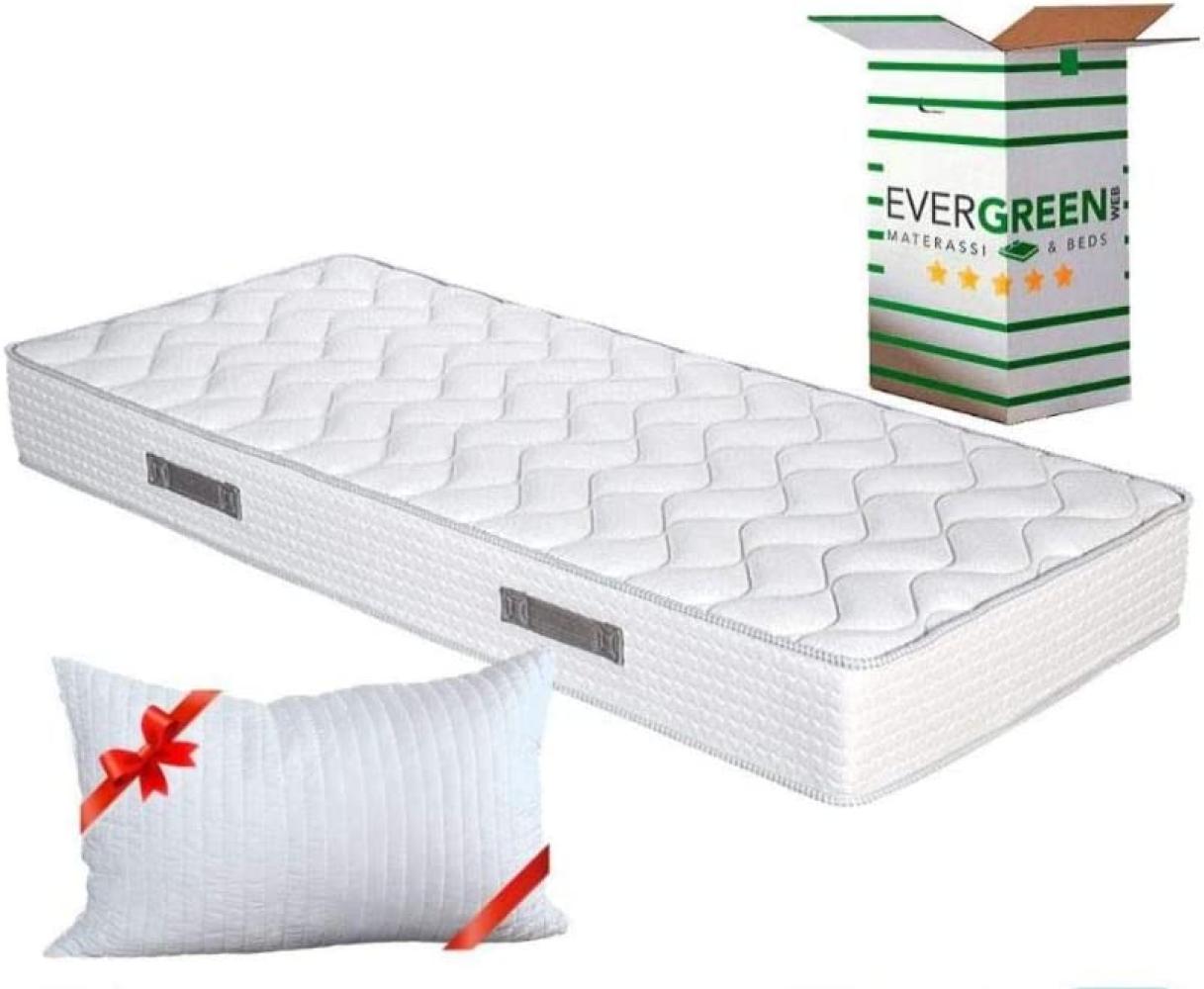 EVERGREENWEB Matratze 85x195 cm aus Polyurethanschaumstoff WATERFOAM, Ergonomisch, Höhe 20 cm + 1 Kissen aus Memory Foam Flocken, Atmungsaktiv Weiß Bezug, Orthopädisch, Massage-Effekt | Fashion Bild 1