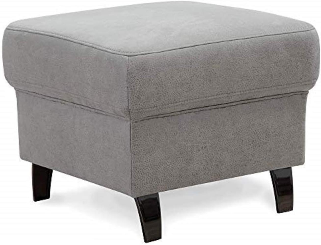 Cavadore Hocker Ammerland, Polsterhocker, Fußbank für Wohnzimmer passend zur Wohnlandschaft Ammerland, 58 x 48 x 58, lederoptik hellgrau Bild 1