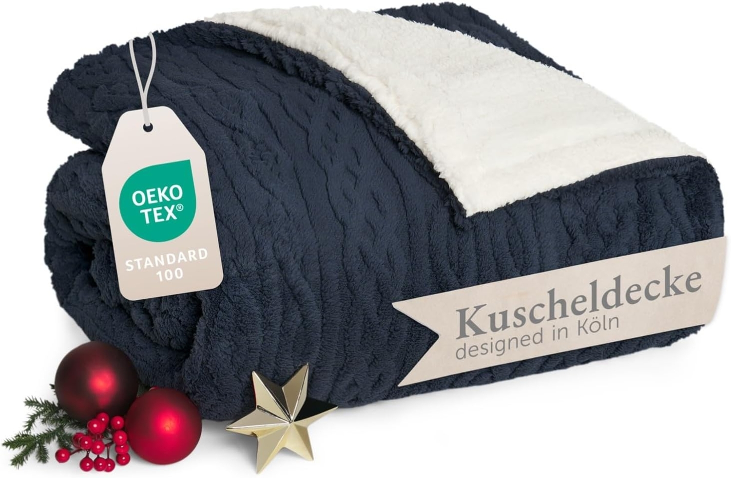 Wohndecke Oeko-TEX zertifizierte waschbare Wohn- & Kuscheldecke, Blumtal, mit weicher Sherpa-Innenseite Bild 1