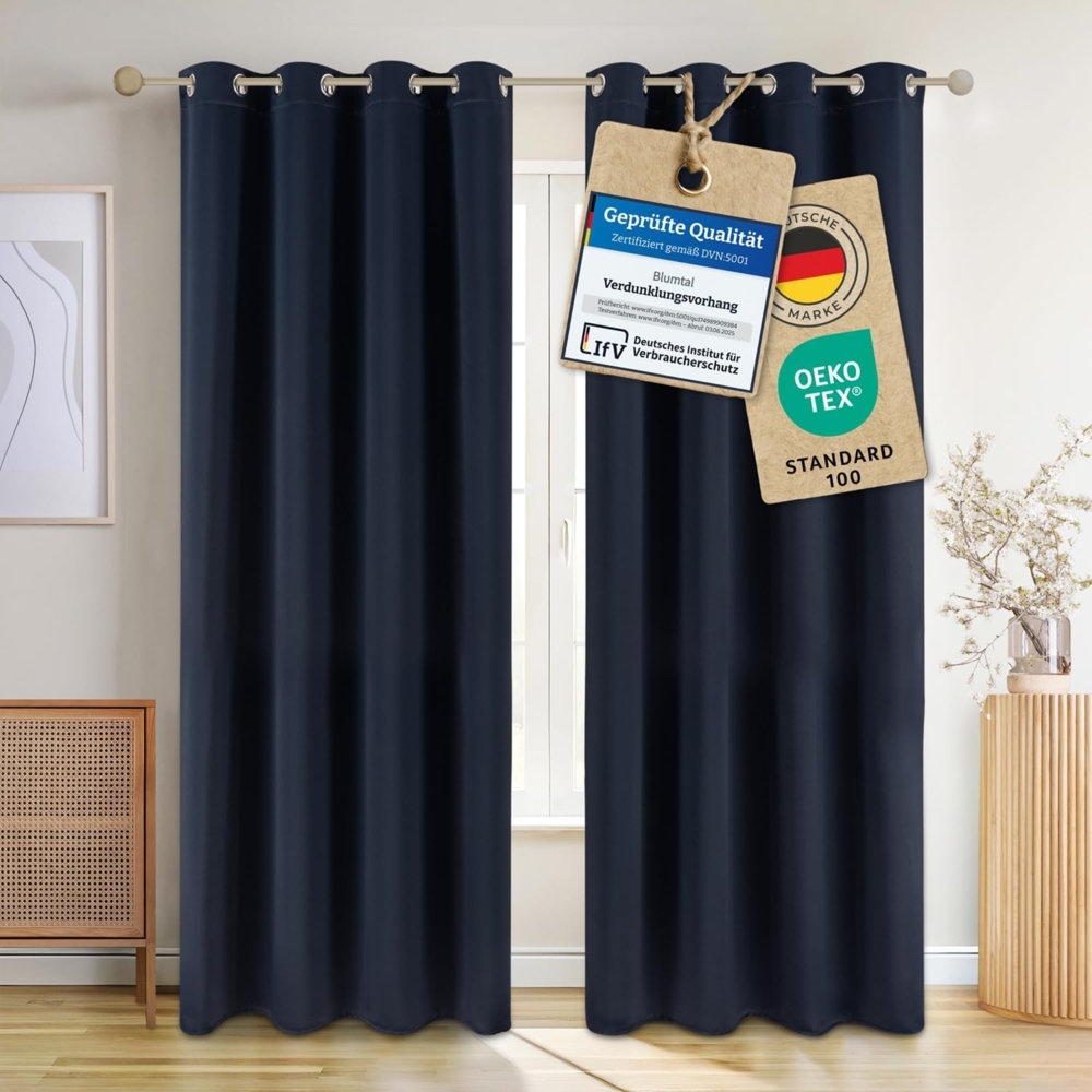 Blumtal Verdunkelungsvorhang 2er-Set Gardinen Wärmeisolierend Blickdicht, Ösen (2 St), verdunkelnd, mit Ösen Bild 1
