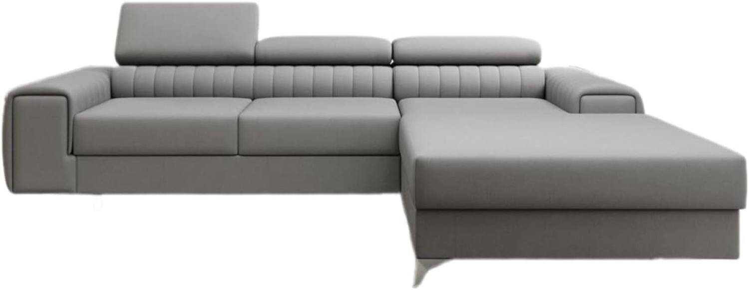 Designer Sofa Melinda mit Schlaf- und Klappfunktion Stoff Grau Rechts Bild 1