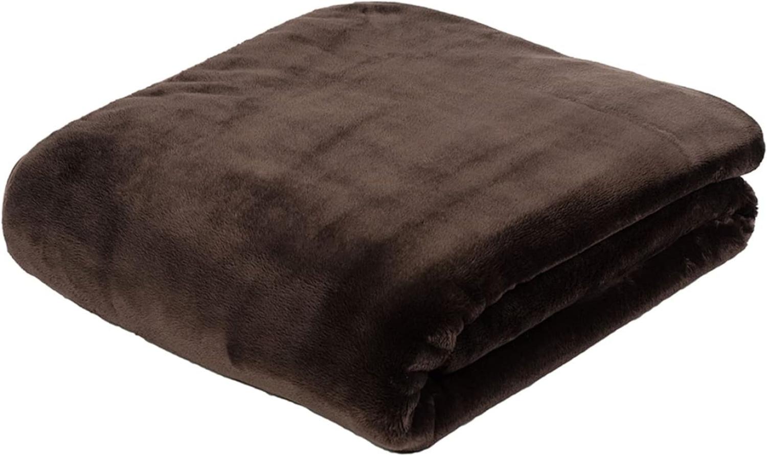 Premium Cashmere Kuscheldecke Tagesdecke Wohndecke 220 x 240 cm - Schoko-braun Bild 1