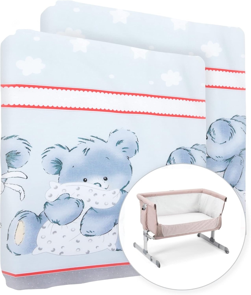 Baby Comfort Spannbetttuch für Kinderbett, 100 % Baumwolle, für 83x50 cm, Mika-Grau, 2 Stück Bild 1