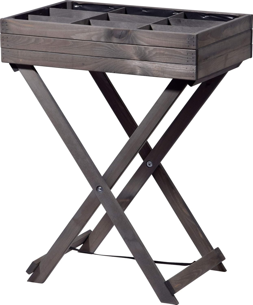 dobar Anzuchttopf, klappbarer Kräutertisch, Kiefer, grau Bild 1