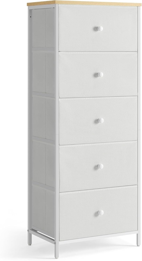 Songmics Highboard mit 5 Stoff-Schubladen, Holz kamelgelb / cremeweiß, 112,3 x 29,8 x 45 cm Bild 1