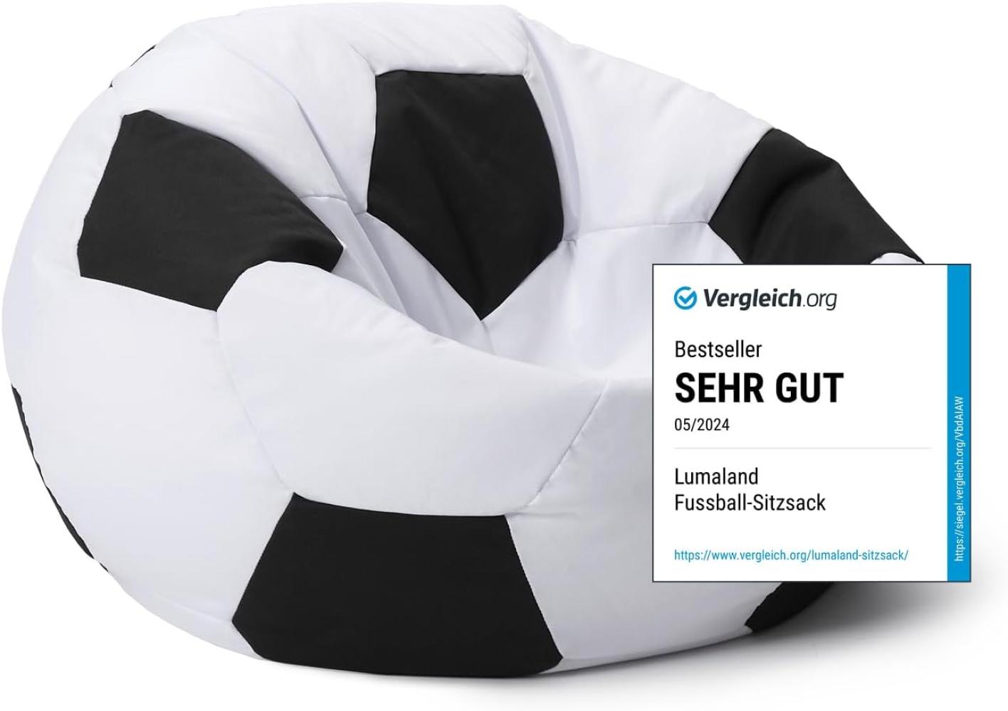 Lumaland Fußball Sitzsack - 170l - Ø: 90 cm - Schwarz/Weiß Bild 1