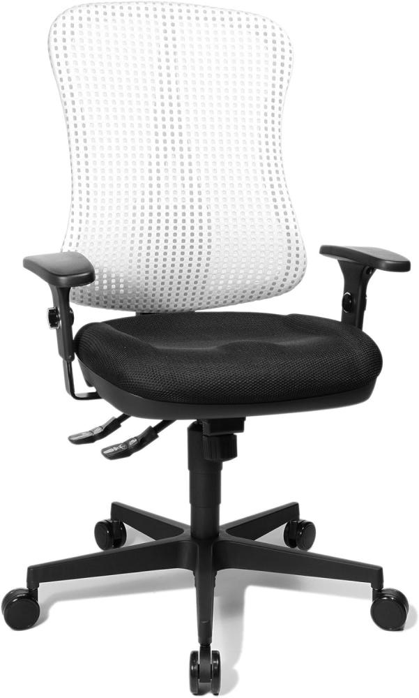 Topstar HE20PBC03 Head Point SY "P4", ergonomischer Bürostuhl, Schreibtischstuhl, Muldensitz, inkl. Armlehnen, Netzrücken, Stoffbezug schwarz/weiss Bild 1