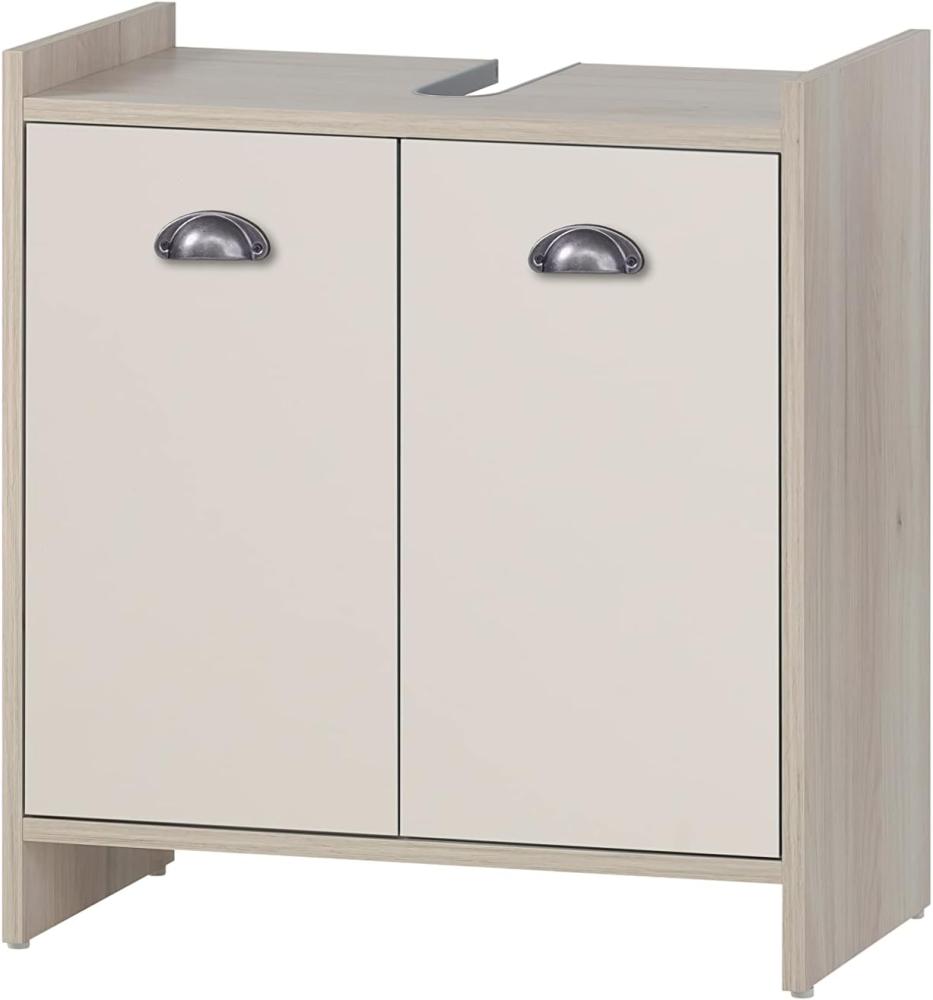 Schildmeyer Lindholm Waschbeckenunterschrank, Holzwerkstoff, Sandeiche Dekor/Cremebeige, 56,9 x 33 x 62,4 cm Bild 1